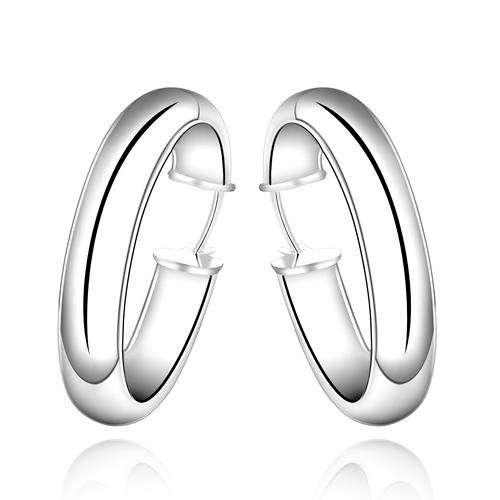 New 925 sterling silver filled Chunky hoop earrings, plain smooth finish design