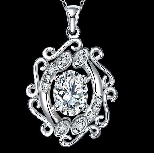New 925 Sterling silver filled Ladies filigree pendant with AAA crystal detail and FREE chain