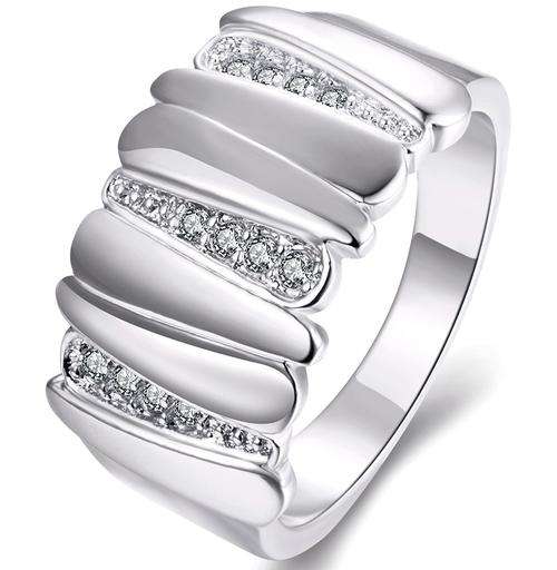 New Ladies chunky designer style ring, platinum plated with AAA zircon detail