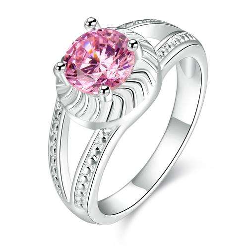 New 925 sterling silver filled Ladies pink engagement style ring
