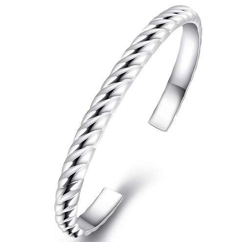 New 925 Sterling silver filled Ladies cuff Bangle with grooved detail