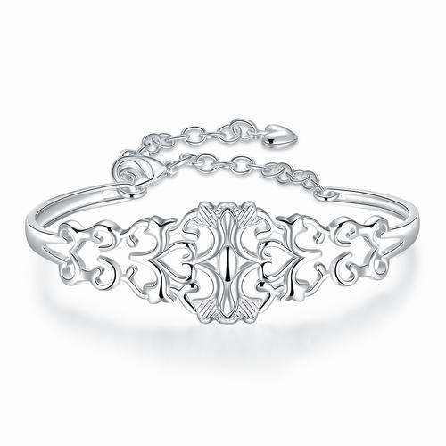 New 925 Sterling silver filled Stunning ladies filigree design bangle with extender chain detail