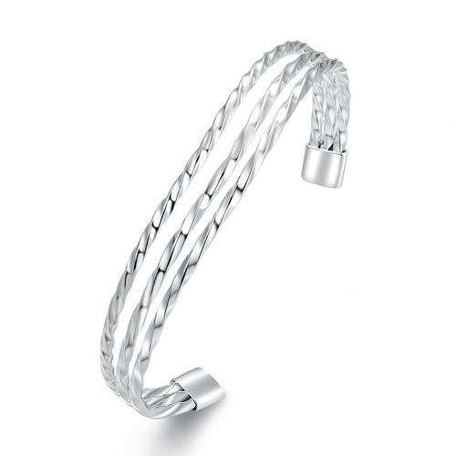 New 925 Sterling silver filled Ladies tri row cuff bangle with twist detail