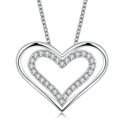 New 925 Sterling silver filled Ladies Chunky Heart pendant with AAA crystals and FREE chain