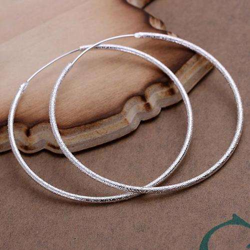 New, 925 Sterling silver filled large ladies Hoop earrings with frosting detail