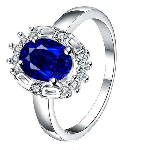 New 925 Sterling Silver filled Engagement style ring with tanzanite color AAA genuine crystal