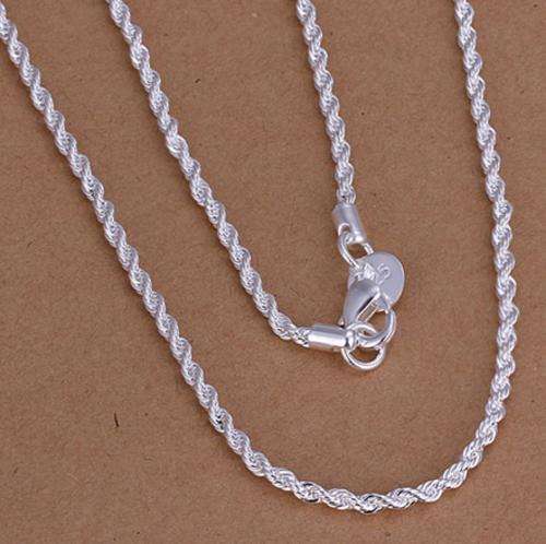 New 925 Sterling silver filled Twist style necklace chain, 2mm thick, 55cm
