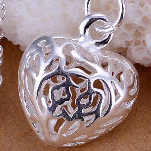 New 925 Sterling silver filled Heart pendant with filigree design detail, Comes with FREE chain