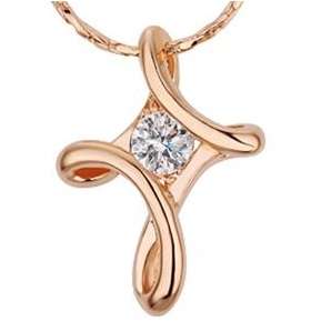 18K RGP in yellow gold, Delicate cross design pendant with Genuine crystal centre + FREE chain