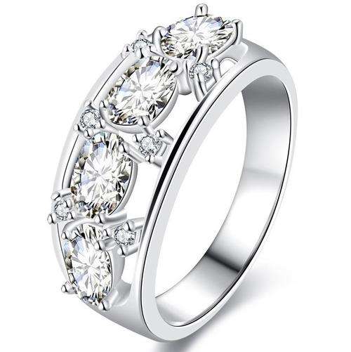 New 925 Sterling silver filled Chunky engagement style ring adorned with AAA crystals