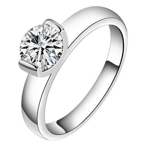 New, 925 Sterling silver filled Ladies engagement style ring with 1ct Genuine AAA crystal