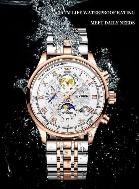 Two-Toner Handwinding Automatic Mechanical Movement Watch