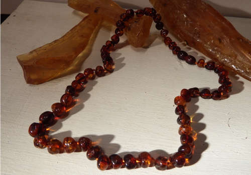 Genuine 48 cm Amber Necklace - Ref. A1-1B Dark Cognac colour
