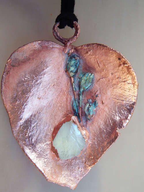 Natures Gifts Jewellery Handmade Copper electroformed pendant with genuine Moonstone stone
