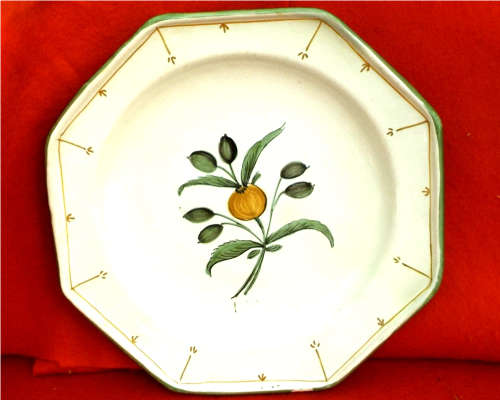 A pair of French provincial faience Botanical plates. 19thCentury. Ref. P/97A+97B