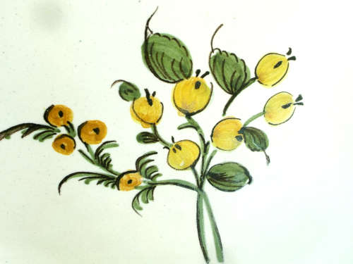 A pair of French provincial faience Botanical plates. 19thCentury. Ref. P/98A+98B