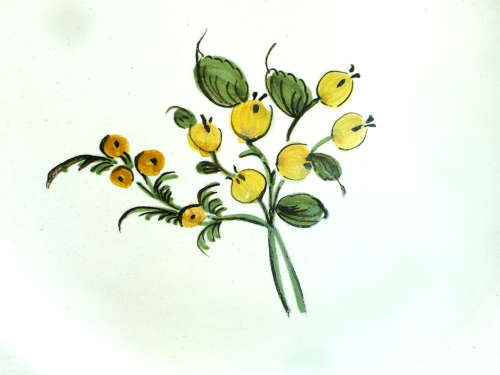 A pair of French provincial faience Botanical plates. 19thCentury. Ref. P/98A+98B