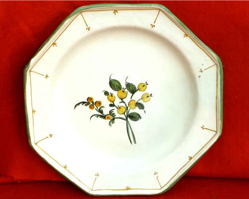 A pair of French provincial faience Botanical plates. 19thCentury. Ref. P/98A+98B