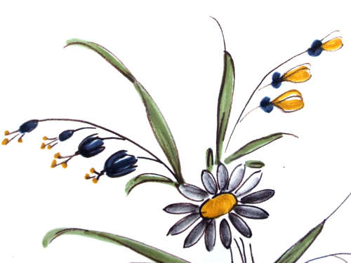 A pair of French provincial faience Botanical plates. 19thCentury. Ref. P/98A+98B