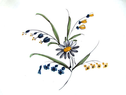 A pair of French provincial faience Botanical plates. 19thCentury. Ref. P/98A+98B