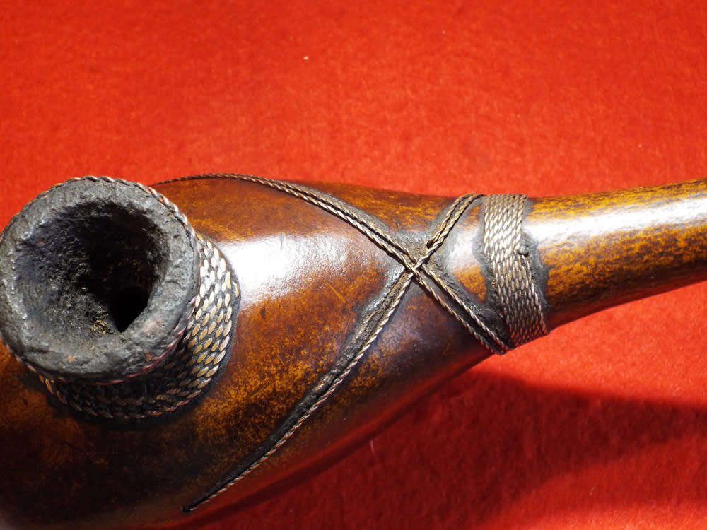 Luba or Songea Calabash and Copper Tobacco Pipe. Circa 1920-1950. Ref.W/24
