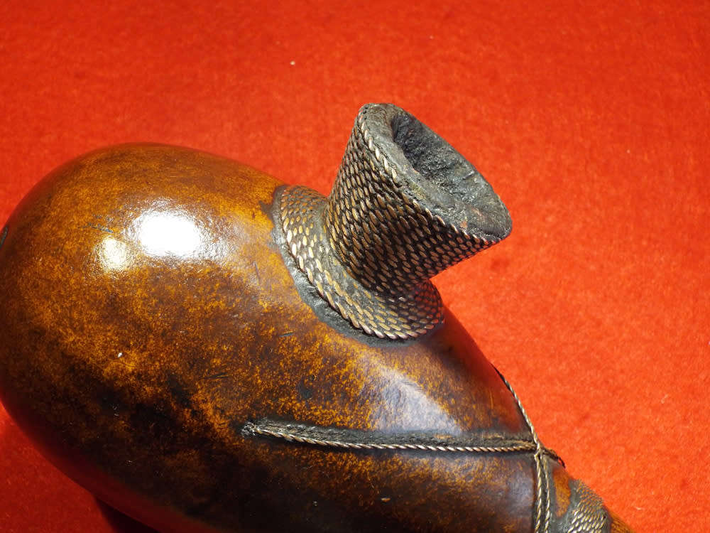 Luba or Songea Calabash and Copper Tobacco Pipe. Circa 1920-1950. Ref.W/24