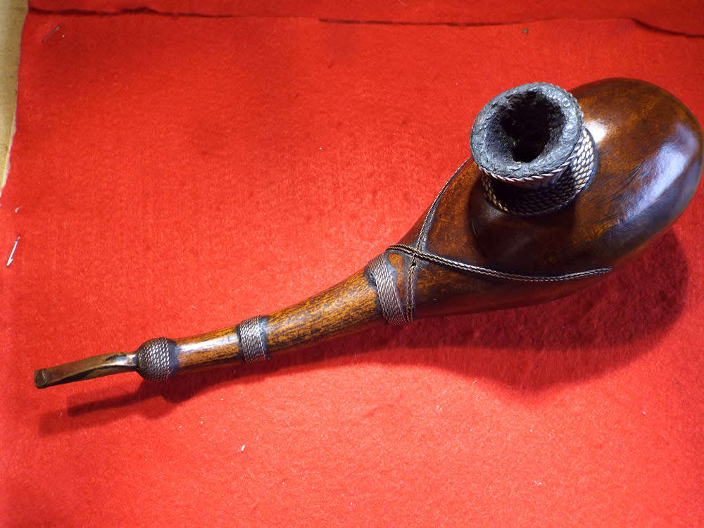 Luba or Songea Calabash and Copper Tobacco Pipe. Circa 1920-1950. Ref.W/24