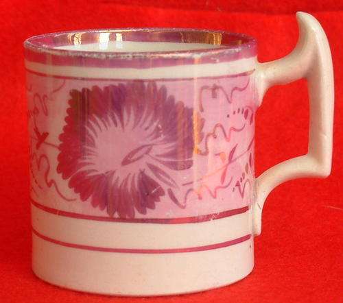 Antique Sunderland Pink Lustreware Coffee Can Circa 1820 - Ref. C6