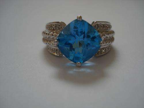 ***R3690*** 4.7CT SWISS LONDON BLUE TOPAZ & 24 GENUINE DIAMONDS RING (free shipping)