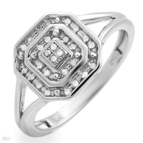 GORGEOUS DIAMOND RING WITH 28 GENUINE DIAMONDS IN 10KT WHITE GOLD (STARTING AT COST!!)