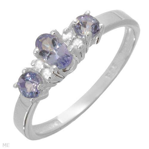 ***R1 450*** ELEGANT RING WITH 3 GENUINE TANZANITES & 4 GENUINE DIAMONDS