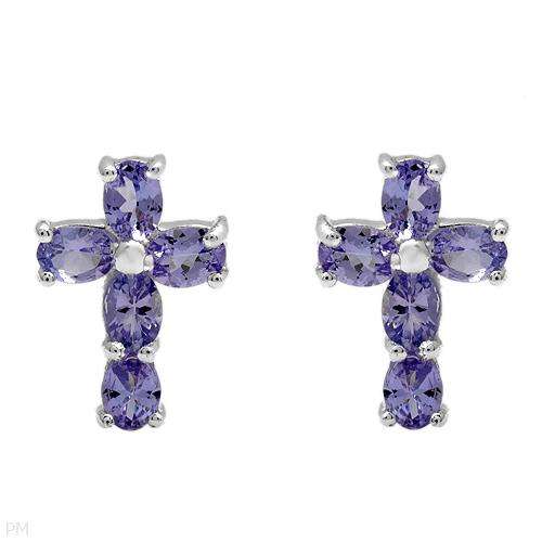 ***R2 300*** Dazzling Cross Earrings With 10 Genuine Tanzanites (Ideal Christmas gift)