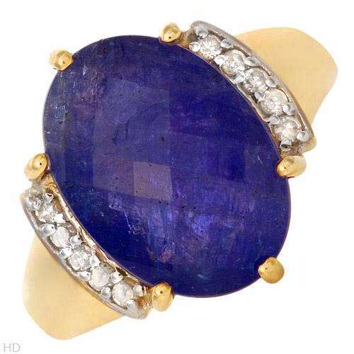 ***R8100*** CERTIFIED GENUINE 6.5CT TANZANITE RING WITH 10 DIAMONDS IN TWO TONE GOLD