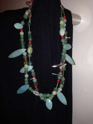 semi precious gems and silver necklace