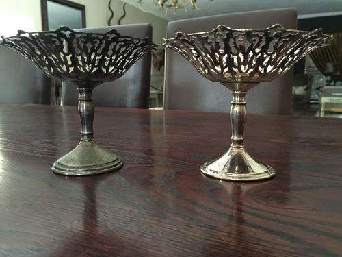 pair of silverplated tazza