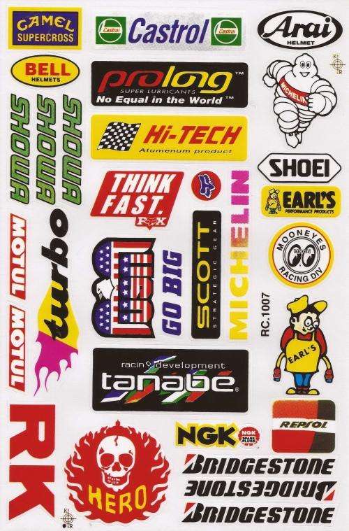 Vinyl Stickers - Various logo's, Castrol, NGK Sheet with 24 stickers