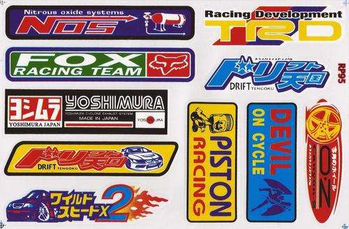 Vinyl Stickers - Various logo's, Piston Racing Sheet with 10 stickers