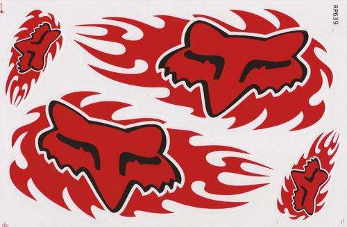 Vinyl Stickers - Fox ( Black / Red ) Sheet with 4 stickers, S58