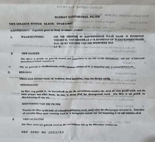 Swiss SM-90 Gas Mask / Respirator with filters