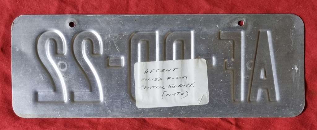 Vintage Number Plate ( Dutch ? ) ( Allied Forces in Europe ? )