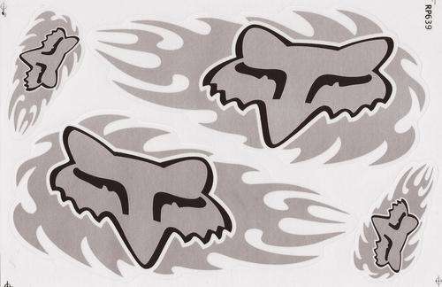 Vinyl Stickers - Fox ( Black / Silver  ) Sheet with 4 stickers, S58