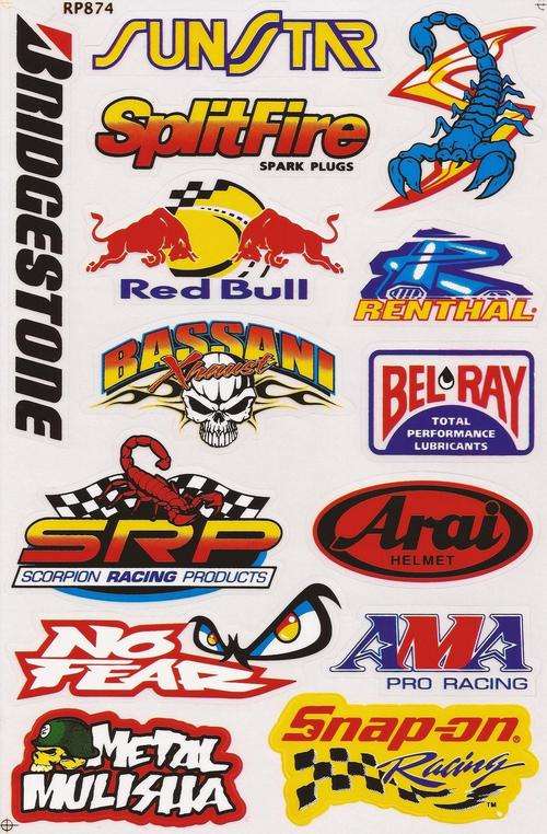 SPECIAL OFFER Vinyl Stickers - Metal Mulisha,Sunstar,Bassani etc etc Sheet with 14 stickers S 61