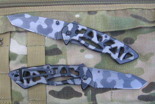 Silver and Black camo  folding pocket knife