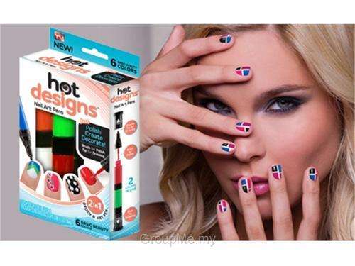 Hot Designs Nail Art Pen 2 in 1 Brush & Pen with Set of 6 Colors (As Seen On TV).