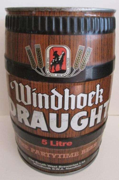 Windhoek Draught 5 Litre Metal Barrel Shaped Tin