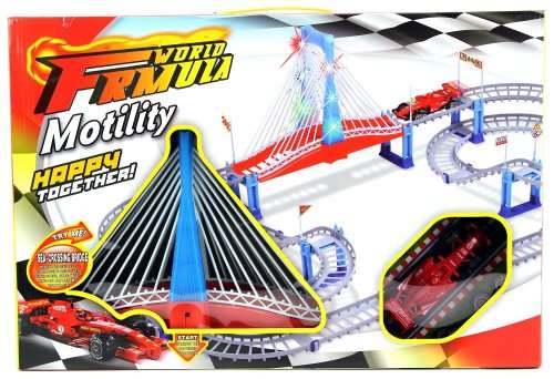 World Formula 572 83 Piece Childrens Kids Toy Track Playset W/ Battery Operated Toy Car, Light Up Br