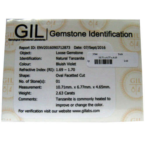 Sought After *TANZANITE* 2.63ct CERTIFIED OVAL Shaped VVS Tanzanite GIL CERTIFIED