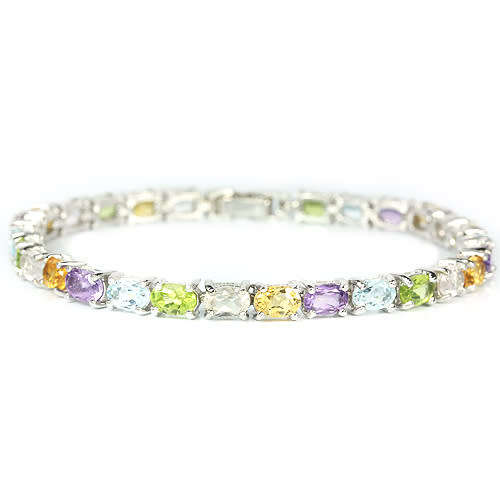 REAL AMETHYST PERIDOT CITRINE QUARTZ TOPAZ STERLING 925 SILVER BRACELET 7.5