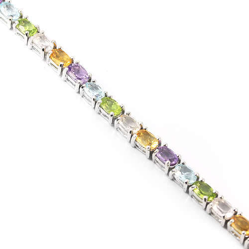 REAL AMETHYST PERIDOT CITRINE QUARTZ TOPAZ STERLING 925 SILVER BRACELET 7.5