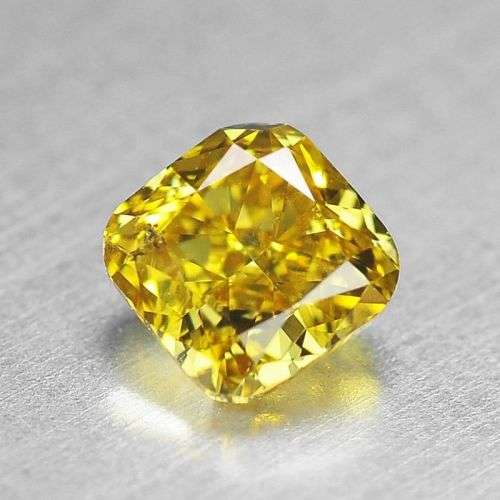 BLACK FRIDAY WEEKEND SALE - Vivid Fancy Yellow Diamond 0.35 cts Cushion Untreated Colour